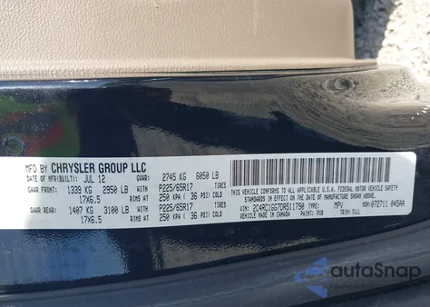 2013 Chrysler Town & Country Limited from USA, damaged, VIN 2C4RC1GG7DR511790